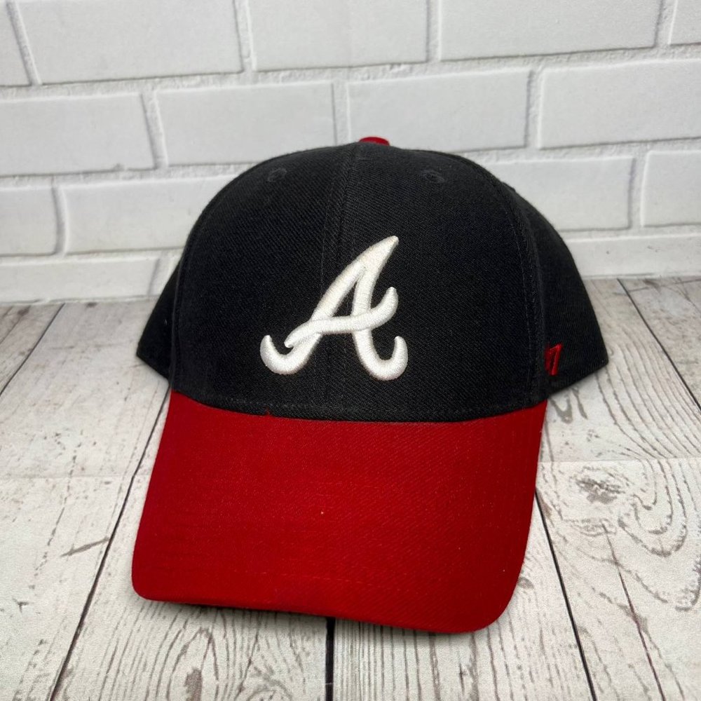 Atlanta Braves MLB 47 Brand Hat Strapback Cap Black Red‎ Men